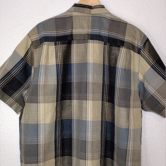 Tommy Bahama Plaid Linen Silk Casual Button Down Shirt - Picture 5 of 16